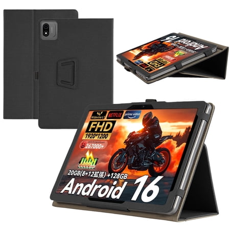 【RUIXH】For Headwolf WPad6 / W6 10.1 Inch Tablet Case Headwolf Android 16 Tablet Case Premium PU Leather Lightweight and Portable Built-in Stand and Pen Slot Design With Wrist Strap (Black)