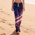 thumbnail image 4 of Women's Independence Day Pants Independence Day USA Flag Print Wide Leg Pajama Bottoms Elastic High Waist Relaxed Fit Breathable Daily Wear Lounge Pants, #01 Royal Blue, XXL, 4 of 5
