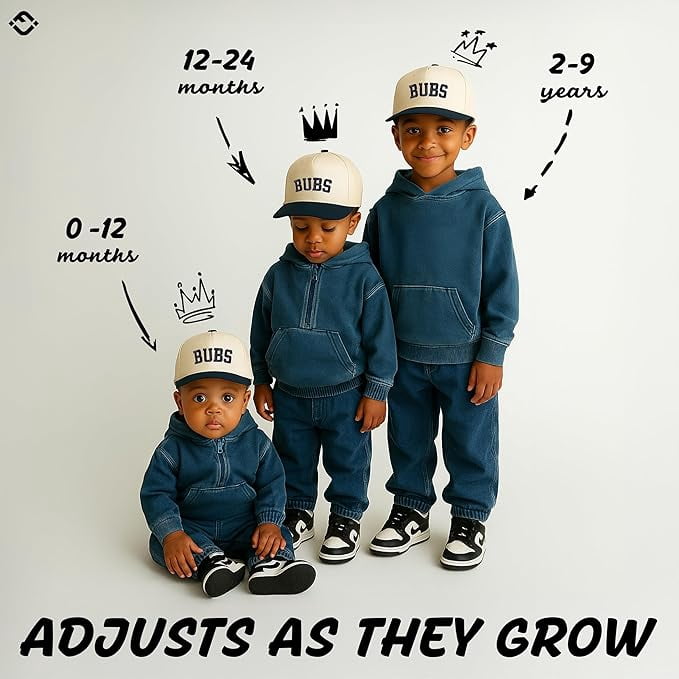 Funky Junque Kids Trucker Hat Baseball Cap - Two Tone Vintage Baby Baseball Cap, Infant Baseball Hat, Toddler Snapback Hat - Bubs - Navy/Beige (X-Small - 0-12 Months)