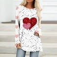 thumbnail image 2 of Diufon Hauts de la Saint-Valentin pour Femmes Manches Longues Col Rond Chandail Chemise Tendance Mignonne Robe Imprimée à Sequins Blouse, 2 of 4
