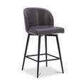 thumbnail image 2 of CHITA 27" Swivel Upholstered Counter Bar Stools set of 3 with Back & Metal Legs, Faux Leather in Retro Gray, 2 of 14
