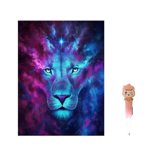 Cuadro de diamantes de imitación de León 5D Diy, artesanía de animales, pintura de diamante de cristal DIY, decoración de habitación de punto de cruz con bolígrafo Eigraketly ZHF0162