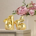 thumbnail image 6 of Xecvkr Ceramic Rabbit Ornaments Cute Living Room Decor Desktop Bookcase Study TV Cabinet Home Office Bedroom Birthday Valentine’s Easter Holiday Gift Friends Family Set of 2 Gold, 6 of 7