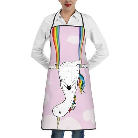 

Pofeuu Aerial Yoga for Unicorn Print Aprons with Pockets Cute Aprons for Kitchen Cooking Server Barber Chef Apron