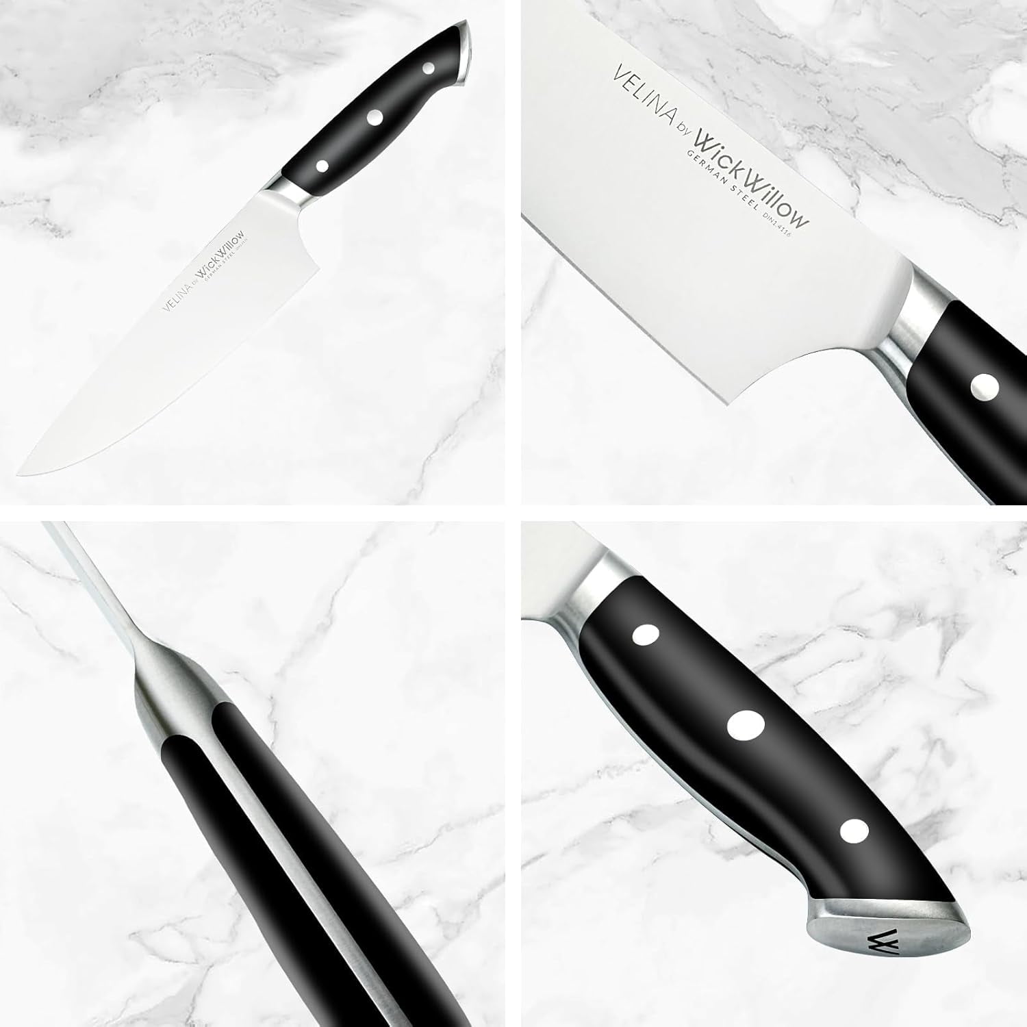 8” Chef Knife – Razor Sharp German Steel DIN1.4116 – All-Purpose Kitchen Knife for Slicing, Dicing & Chopping – Full Tang & Ergonomic Handle – Home Essential Kitchen Knife – Gift Box – Velina series