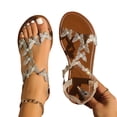 thumbnail image 4 of Caywon Womens Round Toe Butterfly Rhinestone Elastic Back Flat Sandals, Casual Summer Open Toe Footwear, Comfortable Slip On Beach Shoes, Sandalias Con Mariposas Y Piedras Para Mujer, 4 of 9