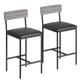 thumbnail image 2 of Set de 2 taburetes de bar tapizados con respaldo y reposapiés – Altura mostrador 65 cm, estructura metálica – Para barra, cocina o isla – Montaje fácil – grey, Two piece bar chair, 2 of 8