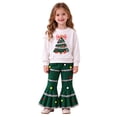 thumbnail image 3 of Caixia Toddler Kids Girls Christmas Outfit Long Sleeve Sweet Festive Christmas Print Sweatshirt T Shirt And Pants 2 Piece Set, 3 of 8