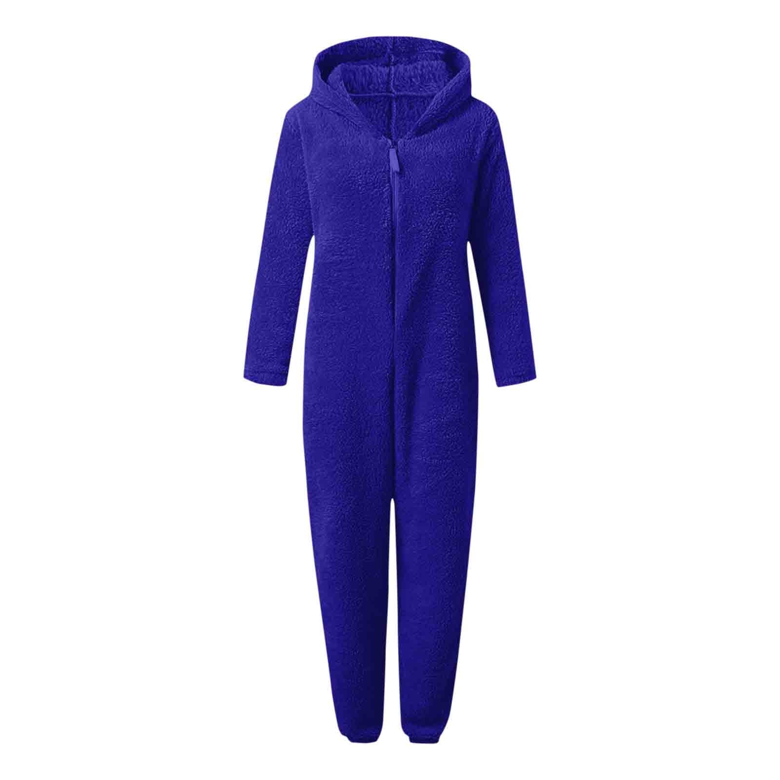 FRSASU Womens Fleece Onesies Pajamas Jumpsuit Warm Sherpa Romper Sleepwear One Piece Zipper Hooded Playsuit Loungewear