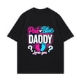 thumbnail image 2 of Pink Blue Daddy Loves You T-Shirt Black Gender Reveal Footprint Design For Baby Shower Party, 2 of 3