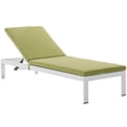 thumbnail image 1 of Modern Contemporary Urban Design Outdoor Patio Balcony Chaise Lounge Chair, Green White, Aluminum, 1 of 5