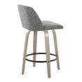 thumbnail image 3 of Toriano 26" Contemporary Fixed Height Counter Stool with Swivel in Light Grey Wood and Grey Noise Fabric with Round Black Metal Footrest by LumiSource - Set of 2, 3 of 3