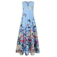 thumbnail image 5 of Babysbule Womens Summer Dresses, Women Plus Size Butterfly Print Daily Sleeveless Vintage Boho V Neck Maxi Dress, 5 of 9