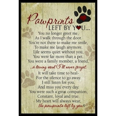 Pawprints Left By You Pet Memorial Wall Plaque 5x7
