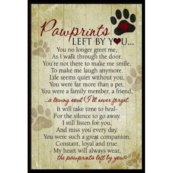 Pawprints Left By You Pet Memorial Wall Plaque 5x7