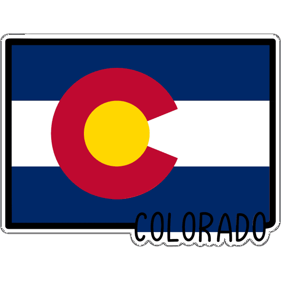 State of Colorado Map Flag Sticker Decal 4 Inches USA Colorado State Denver The Centennial State BuffaloÂ PlainsÂ State Colorful Colorado / - 4 inch