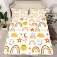 thumbnail image 2 of Homewish Vintage Bohemian Rainbow Twin Sheet Sets,Boho Theme Twin Fitted Sheet,Brown Stars Clouds Sun 03 For Princess,Ultra Soft Home Decor,3 Pieces, 2 of 7