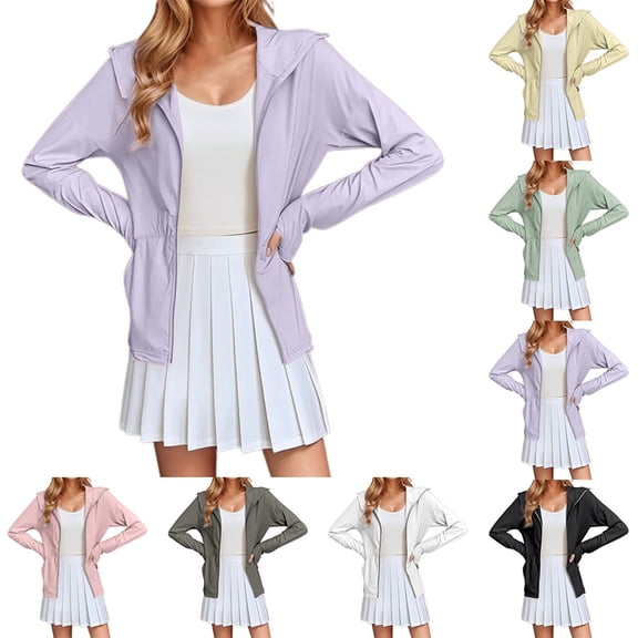 CAIXIA Sun Hoodie for Women Hoodie Long Sleeve Sun Shirt Women Upf 50 Sun Protection Workout Jackets for Woman Quick Dry Sun Shirt Outdoor