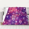 thumbnail image 5 of YFYANG Lightweight Warm Flannel Blanket, Purple Watercolor Heart Doodle Throw Blanket for Bed, Sofa, Travel, Camping, 80"x60", 5 of 7
