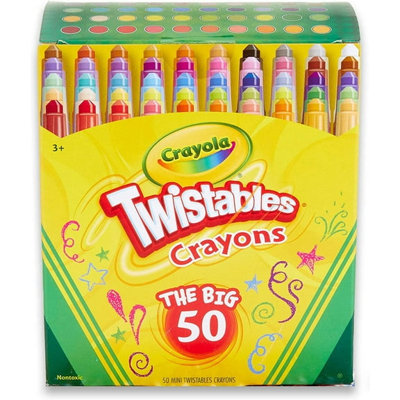 Crayola 50 Count Mini Twistable Crayons Coloring Set, No Sharpening Required, Art Supplies