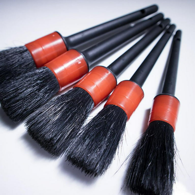 PROPER DETAILING CO. 5 Pack Detailing Brush Set Bundle (3 Natural Boars  Hair Brushes + 2 Ultra Soft Brushes)