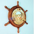 thumbnail image 2 of Nagina International Elegant Nautical Brass Porthole Mirror Ship Wheel | Hand Crafted Pirate's Wall Decor | Christmas Special (30 Inches, Mirror), 2 of 2