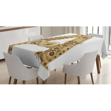 

Letter A Tablecloth Steampunk Mechanical Alphabet Letter Font A Photo Compilation Cogwheel Clench Rectangular Table Cover for Dining Room Kitchen 60 X 84 Inches Sand Brown by Ambesonne