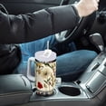 thumbnail image 4 of Yayeee 40oz Stainless Steel Tumbler with Straw and Handle Double-Wall Insulated Travel Water Bottle, Beige Floral, 4 of 8