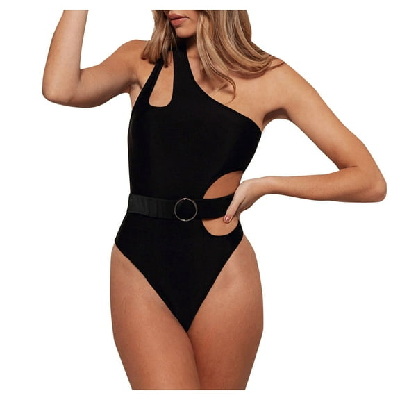 DOPI Womens Fashion Bikini Sexy Belt Connected Female Swimsuits