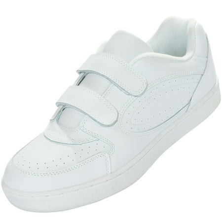 

Men s Leather Sneaker Shoe with Double Hook-and-Loop Straps-Wide Width
