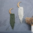 thumbnail image 4 of Macrame Wall Hanging Boho Moon Decor, Bohemian Crescent Wooden Ornament with Long Tassel, Handmade Unique Wood Tapestry Home Decoration Wall Art Gift for Dorm Bedroom Nursery Living Room, 4 of 7