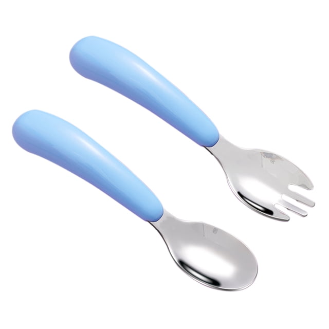 Utensilios para niños pequeños con estuche, cucharas y tenedores para niños que se alimentan solos, cubiertos de acero inoxidable para bebés, juegos de cubiertos para niños