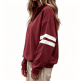 thumbnail image 5 of Sewkxo Women Half Zip Striped Pullover Lapel Zipper Up Long Sleeve Sweatshirts Solid Trendy Loose Fit Casual Quarter Zip Tops,Wine 2XL, 5 of 5