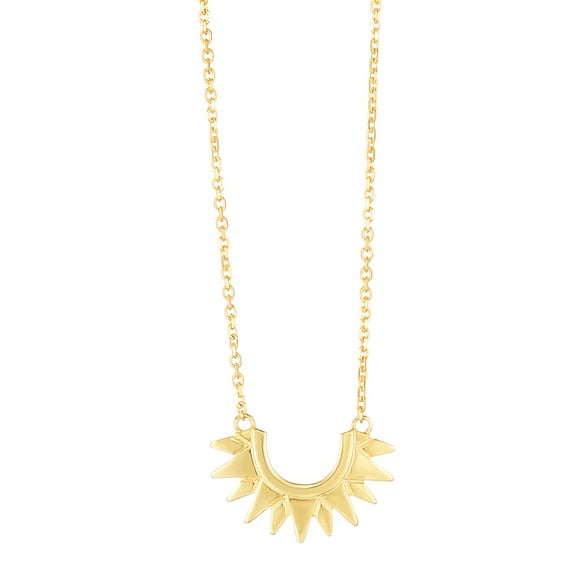 JewelStop 14k Yellow Gold Polished Finish 1mm Sunburst Cable Chain Necklace with Lobster Clasp - 18"