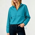 thumbnail image 2 of FDGIU Women's Quarter Zip Windbreaker Pullover Jacket, Long Sleeve Stand Collar Casual Top, Loose Fit Lightweight Outerwear for Fall Spring, 2 of 8