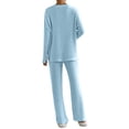 thumbnail image 2 of Hanerdun Women 2PCS Pajamas Set Female Pockets Sleepwear Nightwear Sky Blue M, 2 of 5