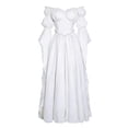 thumbnail image 1 of Fantasy Wedding Cosplay Outfit, Off Shoulder Puff Sleeve Renaissance Ball Gown, Ruffled Chiffon Vintage Medieval Princess Cosplay Maxi Dress for Halloween Wedding Party, White S, 1 of 6