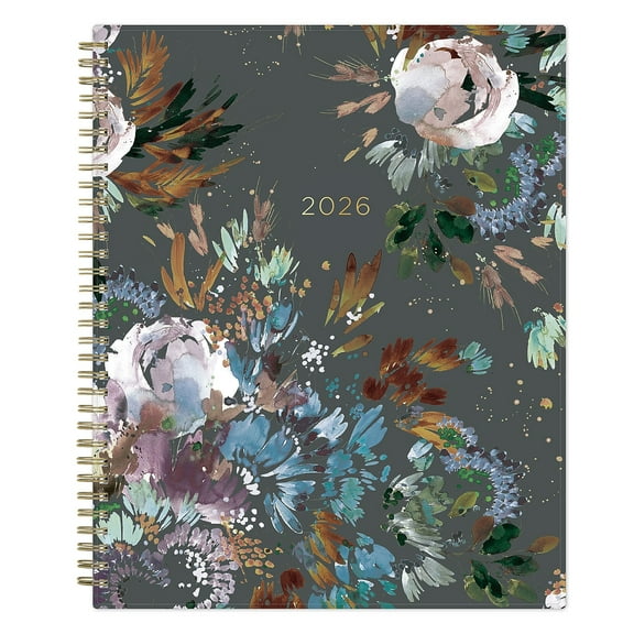 Blue Sky Kelly Ventura 2026 Weekly and Monthly Planner Calendar, January 2026 - December 2026, 8.5" x 11", Flexible Cover, Laminated Tabs, Durable Twin Wire Binding, Storage Pocket, Midnight Garden