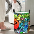 thumbnail image 4 of Lsque Geometry Dash pattern Laundry Hamper Basket, Tall Woven Rope Hamper Basket for Clothes, Lightweight Storage Basket, Collapsible Waterproof-Small, 4 of 8