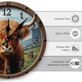 thumbnail image 3 of Highland Cow Wall Clock 10 Inch Silent Non Ticking Round Wooden Clock Decoration for Living Room Kitchen Bedroom Bathroom Office Classroom, 3 of 8