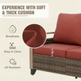 thumbnail image 4 of INTER HUT Modern Wicker Patio Furniture Set, Rattan Outdoor Conversation Set with Comfortable Cushions, 1 loveseat sofa and 2 Ottomans, Brown/Red, 4 of 9
