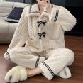 thumbnail image 4 of tarylea Winter Pajamas Sets for Women Plush Suits Turn down Collar Button down Tops with Pockets Elastic Waist Pants Casual Loose Winter Warm Homewear, 4 of 4
