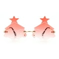 thumbnail image 4 of Unique Christmas Tree Rimless Gradient Lens Party Shade Sunglasses Gold - Red, 4 of 7