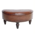 thumbnail image 1 of International Caravan Carreau Pouf en Similicuir Marron, 1 of 2
