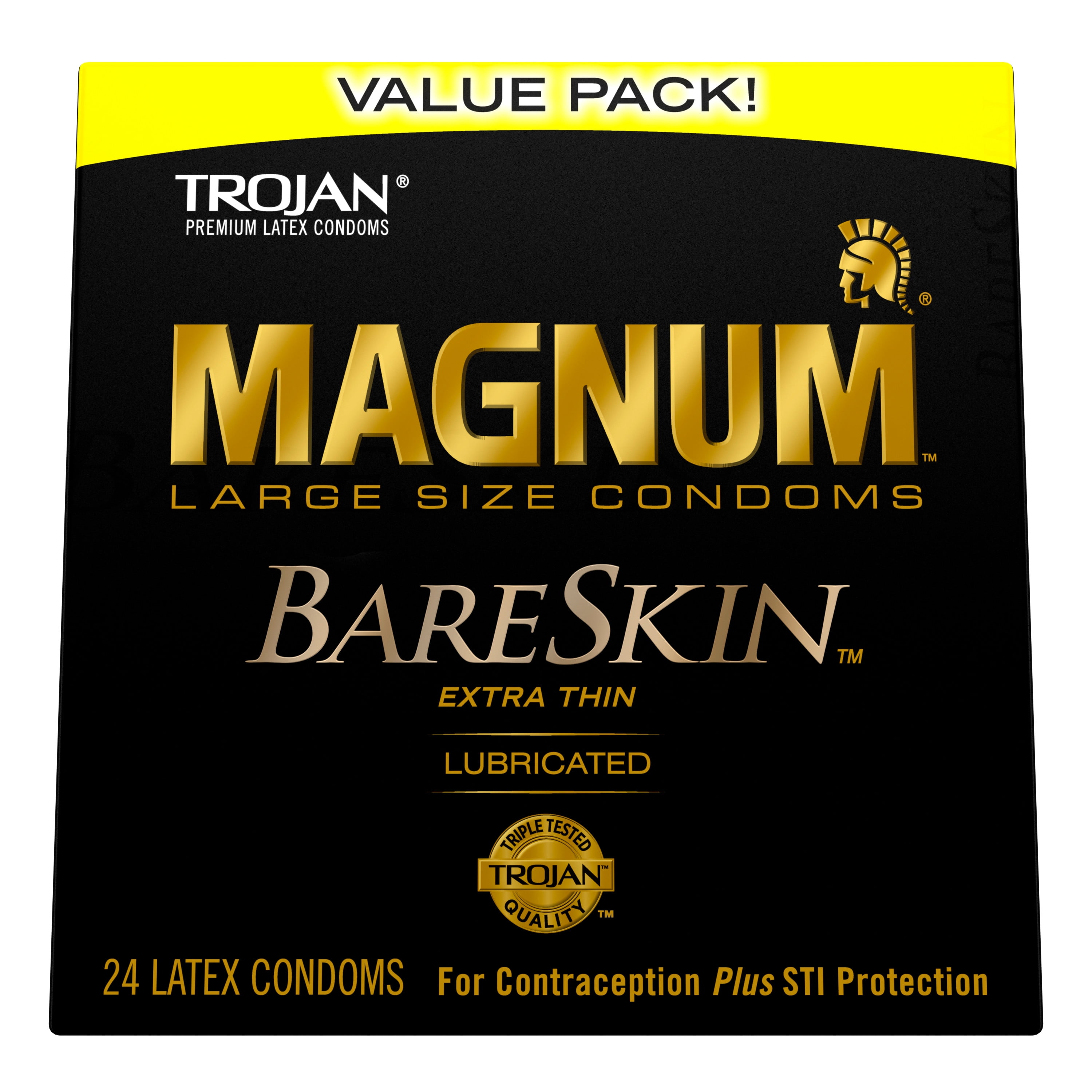 TROJAN MAGNUM BARESKIN Large Condoms, Value Pack of Lubricated Condoms, 24 Count