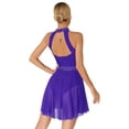 thumbnail image 2 of Sxiwei Women Asymmetrical Chiffon Lyrical Dance Dress Shiny Sequins Mock Neck Contemporary Modern Purple L, 2 of 6