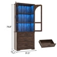 thumbnail image 4 of 75" Tall Pantry Cabinet with 3 Drawers & Adjustable Shelves, Farmhouse Kitchen Storage Cupboard Display Cabinet Bookcase with 2 Arch Glass Doors & LED Lights for Home Office, 4 of 12