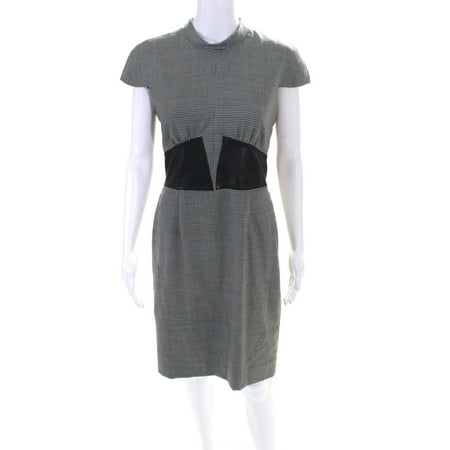 

Pre-owned|L Agence Womens Houndstooth Print Cap Sleeve Dress Black Wool Size 6