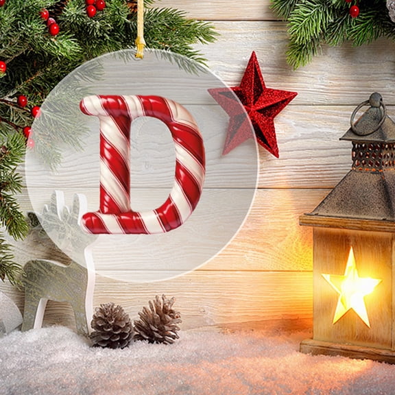 Alphabet Ornaments for Christmas Tree,26 Initial Candy Cane Letter Pendant,26 Letters Christmas Tree Decoration Pendant,Personalized Monogram Red Decorations for Christmas Tree Gifts Diy De