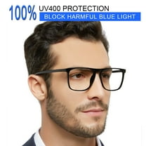MARE AZZURO Oversized Blue Light Computer Glasses Men Digital Screen Reader 0 1.0 1.25 1.5 1.75 2.0 2.25 2.5 2.75 3.0 3.5 4.0 5.0 6.0 (Black, 0) Composite Lens